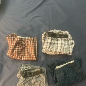 Hanes Kids Plaid Boxer Shorts - Red, Blue, Gray